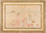 In the Fields by Edna Hibel, Lithograph with Oil and Conte, sold Oct 2025