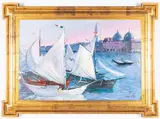 Sailboats in Venice by Charles Levier, Oil on Canvas, sold Oct 2025