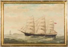 Equator, Masted Ship by J. Hall, Oil on Canvas, sold Oct 2025