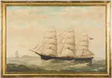 Equator, Masted Ship by J. Hall, Oil on Canvas, sold Oct 2025