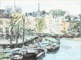 Harbor Scene by Renée Théobald, Oil on Canvas, sold Oct 2025