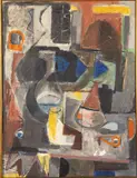 Abstract Still Life by Morris Davidson, 1953, Oil on Canvas, sold Oct 2025