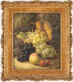 Still Life with Grapes & Peach by Oliver Clare, Oil on Canvas, sold Oct 2025