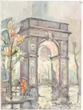 Washington Square Park by Bela De Tirefort, 1962, Oil on Canvas Board, sold Oct 2025