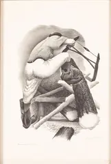 Sawing Wood by Bernard Joseph Steffen, Lithograph, sold Oct 2025