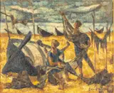 Figures on a Beach by Gérard Calvet, Oil on Canvas, sold Oct 2025