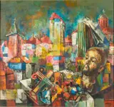 Vatopedi (Mont Athos) by Frede Vidar, 1963, Oil on Canvas, offered Jun 2025