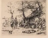 Camp of the Americans by Auguste Brouet, Etching, sold Jun 2025
