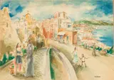 Mediterranean Scene by Frede Vidar, Watercolor, sold Jun 2025