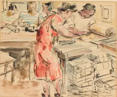Printers by Frede Vidar, Watercolor and Ink, sold Jun 2025
