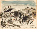 Socony Station, Philippines by Frede Vidar, Watercolor and Ink, sold Jun 2025