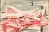 Reclining Woman by Frede Vidar, Watercolor on Paper, sold Jun 2025