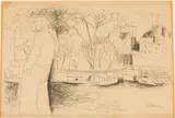 Figure Walking Along a River by Frede Vidar, Ink on Paper, sold Jun 2025