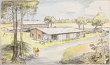 Savannah Country Day School by Helen Hatch Inglesby, 1957, Watercolor, sold Jun 2025