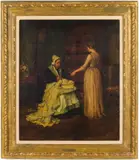 Mending the Wedding Dress by Charles Yardley Turner, 1889, Oil on Canvas, offered Jun 2025