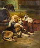 Lazy Days, Portrait of Dogs by S. Meier, Oil on Canvas, sold Jun 2025
