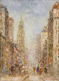 New York Streets by John William Morgan, Oil on Canvas, sold Jun 2025