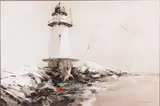 Lighthouse by Charles Gruppe, Acrylic on Paper, sold Jun 2025