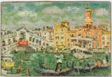 Rialto Bridge, Venice by Bernard Richard, Oil on Board, sold Jun 2025