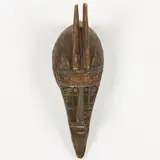 Mali by Maraka Mask, carved wood mask with hammered metal accents, sold Jun 2025