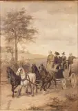 Horse Drawn Carriage by William H Wheelwright, Oil on Board, offered Jun 2025