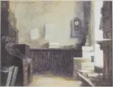 Interior Scene by Charles Gatewood, Tempera on Paper, sold Jun 2025