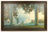 Titled Daybreak. Artists mark near the lower right corner. Copyright for The House of Art, N.Y. near the lower left corner. Original by Maxfield Parrish, lithograph and original, sold Jun 2026
