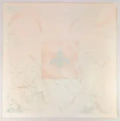 Titled Iris, edition 10/63. Signed B.A.B. in by Billy Al Bengston, graphite on the center bottom. Depicts a silhouette of an iris with textures in, sold Feb 2026