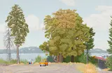 Beside the Public Wharf, Crofton, BC by E. J. Hughes, 1981, acrylic on canvas, sold May 2026