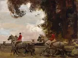 Postillions and Horses (Sketch for the Royal Carriage Leaving Windsor for Ascot) by Alfred Munnings, oil on board, sold May 2026