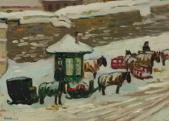 The Cab Stand, Quebec by Kathleen Morris, oil on board, sold May 2026