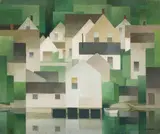 Village Pattern by A. J. Casson, 1958, oil on board, sold May 2026