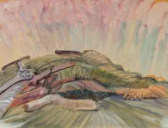 Trunks on a Hill-Top by Emily Carr, oil on paper on board, sold May 2026