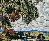 La fin d’été dans les Laurentides by Marc-Aurèle Fortin, oil on board, sold May 2026