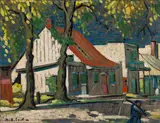 In the Village by Marc-Aurèle Fortin, oil on canvas, sold May 2026