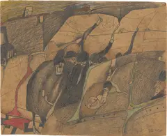 tot by Horst Janssen, 1967, Bleistift und Farbstift auf Karton, sold Apr 2025