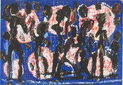 Ohne Titel by Helmut Middendorf, 1994, Gouache, Deckweiß und Farbkreide auf Packpapier, sold Jul 2025