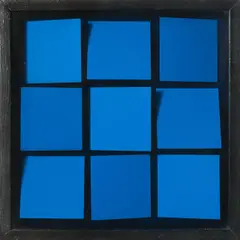 Auflagenobjekt cölinblau (auflagenobjekt blau 602) by Klaus Staudt, 1971, Objektrahmen mit Karton und blauem Plexiglas, sold Jan 2024