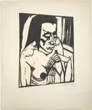 Hockende (Hockendes Mädchen / Akt by Erich Heckel, 1913, Holzschnitt auf Velin, sold Jan 2025