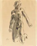 Kniender weiblicher Akt by Georg Kolbe, Kohle auf Papier, sold Jan 2026