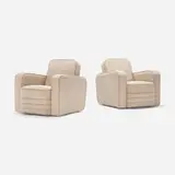 Baby lounge chairs, pair by Maison Leleu, 1961, upholstery, sold Jun 2023