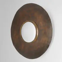 Wall mirror, model134 by Hervé van der Straeten, c. 2000, hammered brass with applied patina, mirrored glass, sold Jun 2023