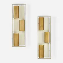 Sconces model 12664, pair by Gio Ponti, 1965, brass, enameled brass, sold Jun 2023