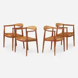 The Chairs, set of four by Hans J. Wegner, teak, cane, sold Jun 2023