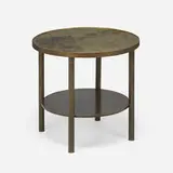Tao occasional table by Philip and Kelvin Laverne, c. 1965, etched, patinated, and enameled bronze, brass, and pewter, sold Jun 2023