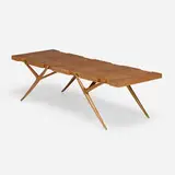 Coffee table by Ico Parisi, c. 1950, Italian walnut, walnut burl, brass, sold Jun 2023