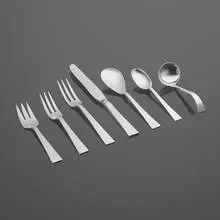 Starlit flatware service by Allan Adler, c. 1970, hand-hammered sterling silver, stainless steel, sold Jun 2023