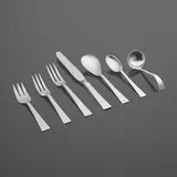 Starlit flatware service by Allan Adler, c. 1970, hand-hammered sterling silver, stainless steel, sold Jun 2023