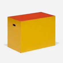 Custom stool from the Rand House, Weston, Connecticut by Paul Rand, c. 1950, lacquered wood, sold Jun 2023