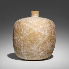 Copan vessel by Claude Conover, glazed stoneware with engobe decoration, sold Jun 2023